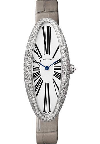 Cartier Baignoire WJBA0007 Allongee 47mm White Gold Diamond Case - Light Gray Strap Main image