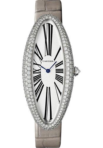 Cartier Baignoire WJBA0009 Allongee 52mm White Gold Diamond Case - Light Gray Strap Main image