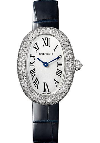 Cartier Baignoire WJBA0015 1920 32mm White Gold Diamond Case - Navy Blue Strap Main image