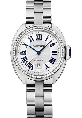 Cartier WJCL0002 Cle De Cartier 31mm White Gold Diamond Case - Diamond Bezel - Silver Dial