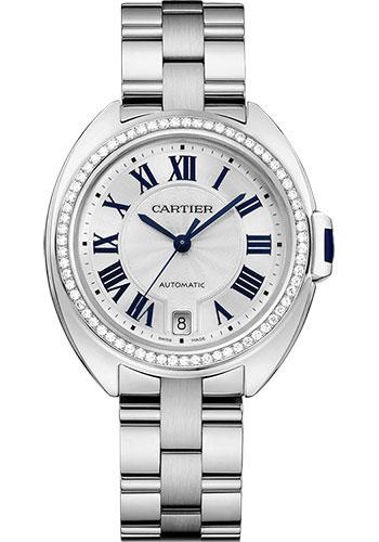 Cartier WJCL0007 Cle De Cartier 35mm White Gold Diamond Case - Diamond Bezel - Silver Dial