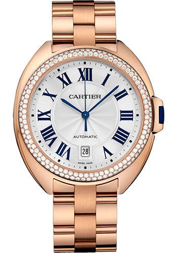Cartier WJCL0009 Cle De Cartier 40mm Pink Gold Diamond Case - Diamond Bezel - Silver Dial