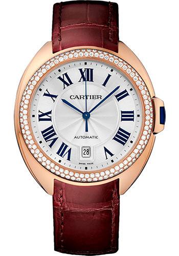 Cartier WJCL0012 Cle De Cartier 40mm Pink Gold Diamond Case - Diamond Bezel - Silver Dial - Bordeaux Alligator Strap Main image