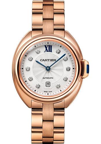 Cartier WJCL0034 Cle de Cartier 31mm Pink Gold Case - Silvered Flinque Diamond Dial Main image