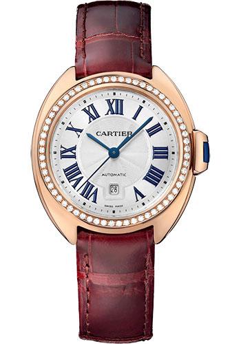 Cartier WJCL0047 Cle de Cartier 31mm Pink Gold Diamond Case - White Dial - Brown Alligator Strap Main image