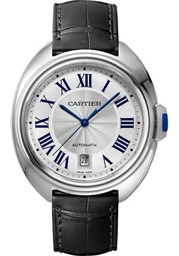 Cartier WSCL0018 Cle de Cartier 40mm Steel Case - Silvered Dial - Black Alligator Strap