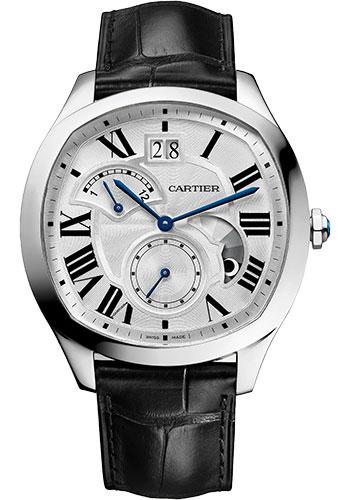 Cartier Drive de Cartier WSNM0016 Large Date Retrograde Second Time Zone And Day Night Indicator 40mm x 41mm Steel Case - Silvered Dial - Black Alligator Strap