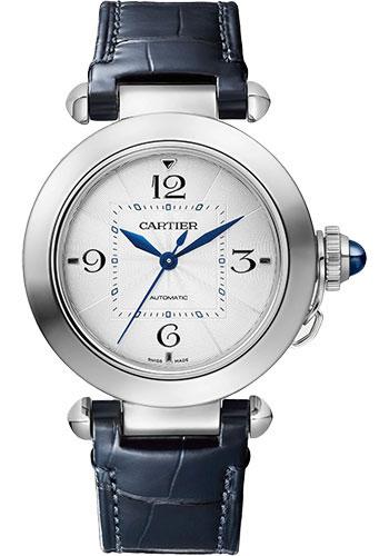 Cartier WSPA0012 Pasha de Cartier 35mm Steel Case - Silvered Dial - Alligator Straps Main image