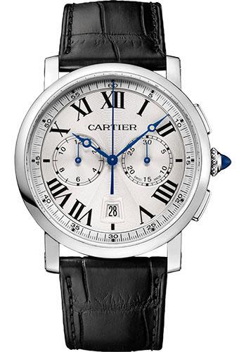 Cartier WSRO0002 Rotonde de Cartier Chronograph 40mm Steel Case - Silvered Effect Dial - Black Alligator Strap