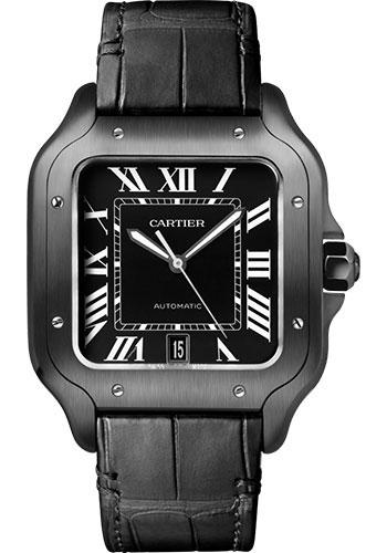 Cartier Santos de Cartier WSSA0039 39.8mm Steel And Adlc Case - Black Dial - Both Bracelet - Rubber Strap