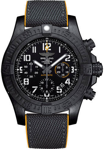 Breitling Avenger XB0180E41B1S1 Hurricane 12h 45 Breitlight - Volcano Black Dial - Anthracite And Yellow Military Rubber Bracelet - Folding Buckle