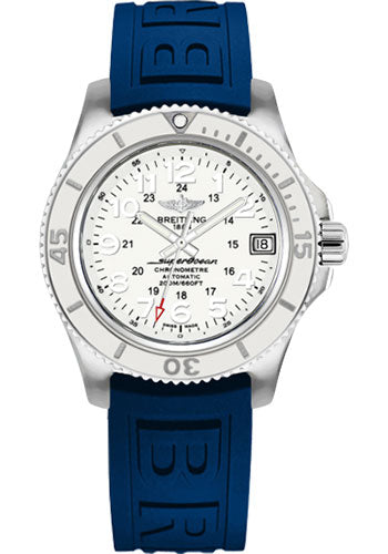 Breitling Superocean A17312D2/A775/238S/A16S.1 II 36 Steel Case - Hurricane White Dial - Blue Diver Pro III Strap Main image