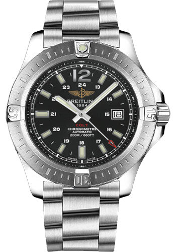 Breitling A1738811/BD44/173A Colt Automatic 44mm Steel Case - Volcano Black Dial - Satin Steel Professional III Bracelet