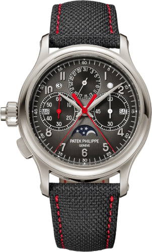 Patek Philippe Grand Complications 5373P-001 Split-seconds Monopusher Chronograph Left-Handers Perpetual Calendar Platinum Gray Dial