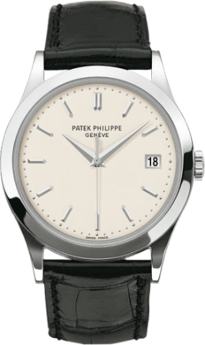 Patek Philippe Calatrava 5296G-010 38mm White Opaline Index Date White Gold Leather