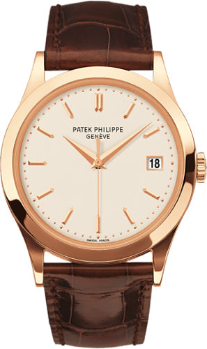 Patek Philippe Calatrava 5296R-010 38mm White Opaline Index Date Rose Gold Leather