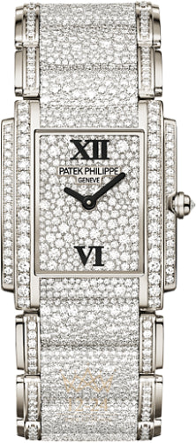 Patek Philippe Twenty-4 4910/52G-001 Twenty~4 Ladies White Gold Diamond Pave Dial