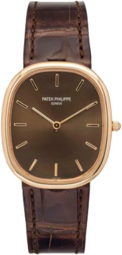 Patek Philippe Golden Ellipse 3738/100R-001 31.1 x 35.6mm Brown Sunburst Index Rose Gold Leather Manual