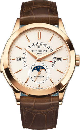 Patek Philippe Grand Complications 5216R-001 Perpetual Calendar Day Month Moon Phase 39.5mm Silver Opaline Index Rose Gold Leather Manual
