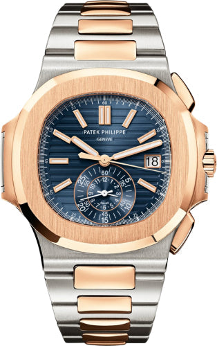 Patek Philippe Nautilus 5980/1AR-001 Chronograph Date Automatic Stainless Steel Rose Gold Blue Dial Main image