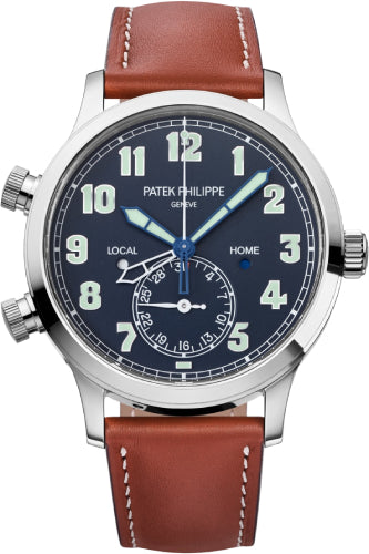 Patek Philippe Calatrava 5524G-001 Complications Pilot Travel Time White Gold Blue Dial