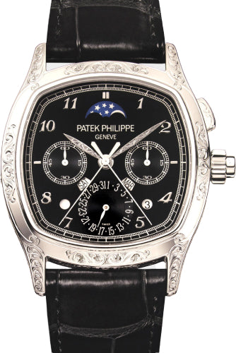 Patek Philippe Grand Complications 5951/500P-001 Perpetual Calendar Moon Phase Chronograph 37 x 45mm Black Arabic Platinum Leather Manual