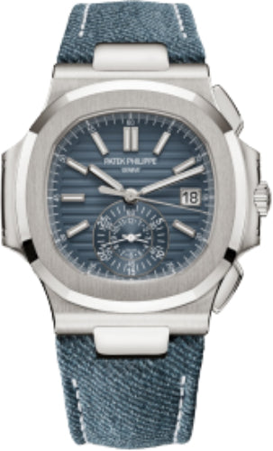 Patek Philippe Nautilus 5980/60G-001 Chronograph White Gold Blue-Gray Dial