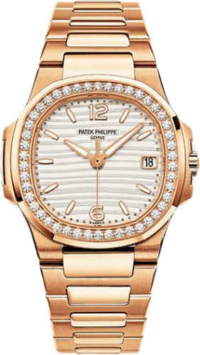 Patek Philippe Nautilus 7010/1R-011 Date Sweep Seconds Quartz Rose Gold Silvery Opaline Dial