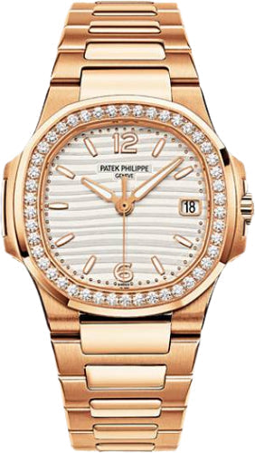 Patek Philippe Nautilus 7010/1R-011 Date Sweep Seconds Quartz Rose Gold Silvery Opaline Dial