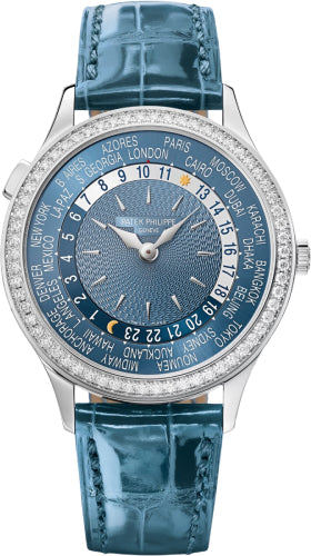 Patek Philippe World Time 7130G-016 Complications White Gold Blue Dial Diamond Bezel Main image