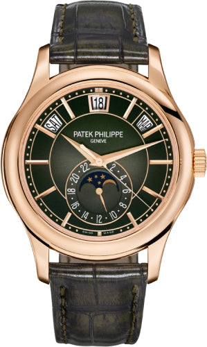 Patek Philippe Annual Calendar 5205R-011 Complications Moon Phases Rose Gold Olive Green Dial Main image