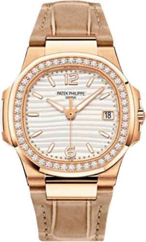 Patek Philippe Nautilus 7010R-011 Date Sweep Seconds Rose Gold Silver White Dial