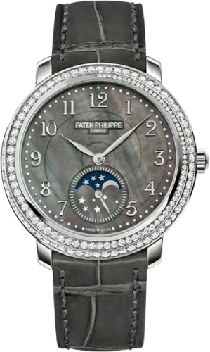 Patek Philippe Complications 4968G-001 Ladies Moon Phases Black Tahitian White Gold Mother of Pearl Dial