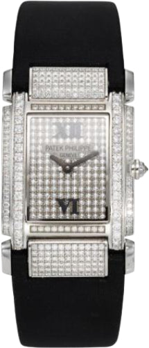 Patek Philippe Twenty-4 4910G-001 Twenty~4 Ladies White Gold Diamond Pave Dial