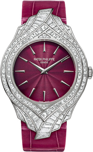 Patek Philippe Calatrava 4895G-001 Ladies 34mm Cherry Red Index White Gold Diamond Set Leather Manual Main image