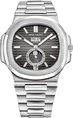 Patek Philippe Nautilus 5726/1A-001 Annual Calendar Moon Phases Stainless Steel Grey Dial