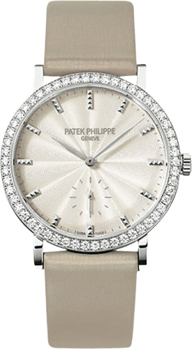 Patek Philippe Calatrava 7120G-001 Ladies 31mm Cream Guillouche Diamond Bezel White Gold Leather Manual Main image