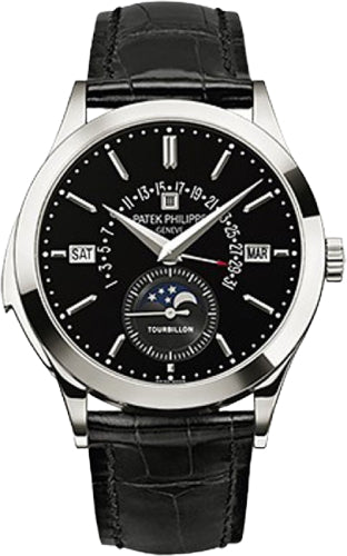 Patek Philippe Grand Complications 5216P-001 Perpetual Calendar Day Month Moon Phase 39.5mm Black Index Platinum Leather Manual Main image