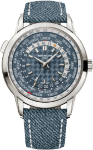 Patek Philippe World Time 5330G-001 Complications Date White Gold Blue-Gray Dial