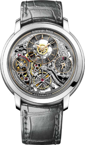 Audemars Piguet Jules Audemars 26143PT.OO.D005CR.01 Tourbillon Openworked 41mm Anthracite Skeleton Platinum Leather