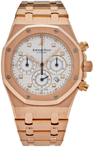 Audemars Piguet Royal Oak Chronograph 25960OR.OO.1185OR.01 Rose Gold 39mm White Dial