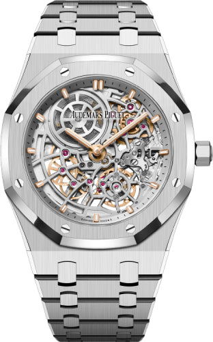 Audemars Piguet Royal Oak 16204ST.OO.1240ST.01 Jumbo Extra-Thin Openworked "50th Anniversary" Stainless Steel 39mm Blue Dial