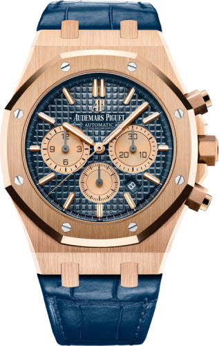 Audemars Piguet Royal Oak Chronograph 26331OR.OO.D315CR.01 Rose Gold 41mm Blue Index Blue Leather