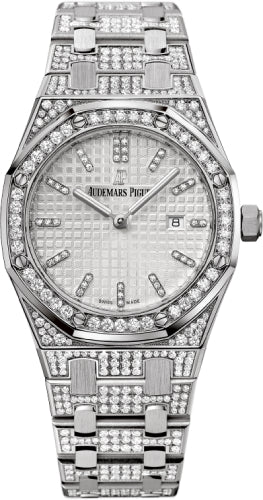 Audemars Piguet Royal Oak 67652BC.ZZ.1262BC.01 Quartz Ladies White Gold Silver Diamond Index 33mm Bracelet