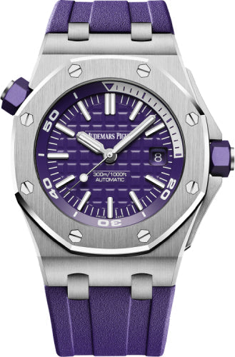 Audemars Piguet Royal Oak Offshore 15710ST.OO.A077CA.01 Diver 42mm Stainless Steel Purple Dial Rubber Strap Main image