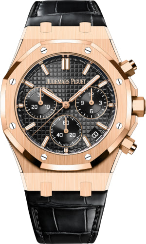 Audemars Piguet Royal Oak Chronograph 26240OR.OO.D002CR.01 "50th Anniversary" Rose Gold Black Dial 41mm Leather Strap