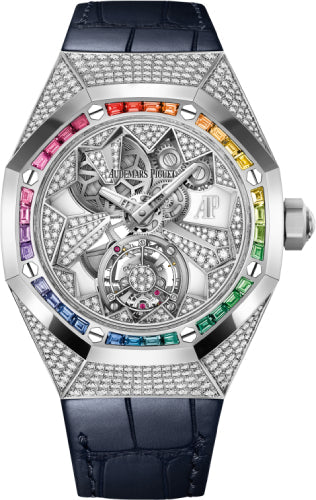 Audemars Piguet Royal Oak Concept 26229BC.ZY.D326CR.01 Flying Tourbillon White Gold/ Diamonds Dial 38.5mm Gemstones Bezel Alligator Leather Strap Main image