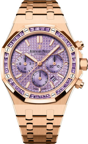 Audemars Piguet Royal Oak Chronograph 26319OR.AY.1256OR.01 Rose Gold Gem Set 38mm Bezel Purple DIal Main image