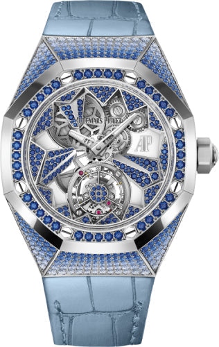 Audemars Piguet Royal Oak Concept 26227BC.SS.D314CR.01 Flying Tourbillon White Gold Sapphires Alligator 38.5mm Leather Strap
