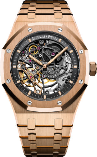 Audemars Piguet Royal Oak 15407OR.OO.1220OR.01 Double Balance Wheel Openworked Rose Gold Skeleton Dial 41mm
